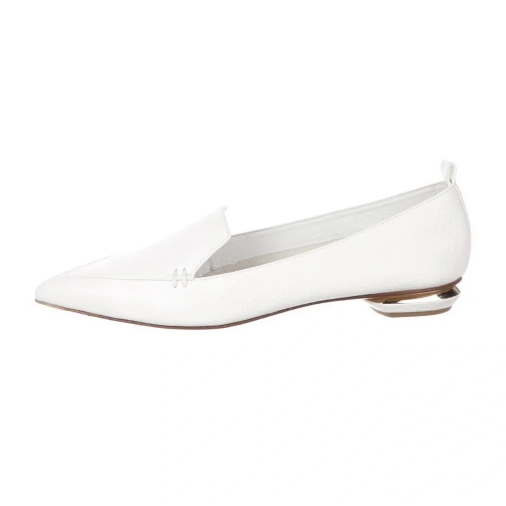 PRISTINE CONDITION BNIB Nicholas Kirkwood Beya White Loafers Leather Flats 41 11 - Picture 1 of 6